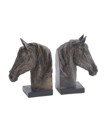 Set Of 2 Resin 11in Horse Head Bookends | TJ Maxx