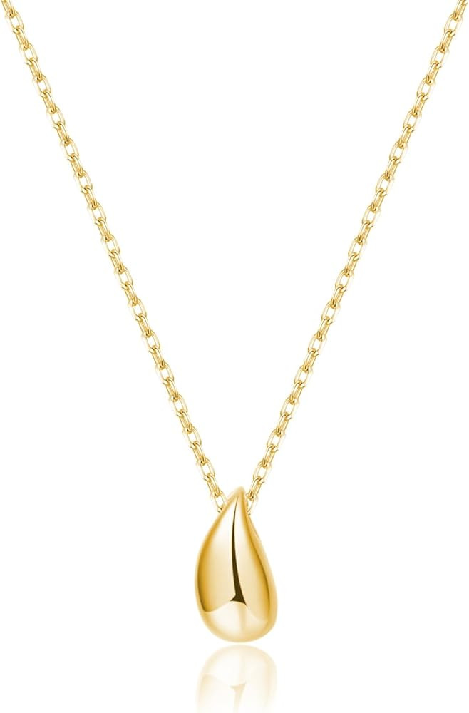 SLUYNZ 925 Sterling Silver Chunky Teardrop Choker Necklace for Women Teens Pear Pendant Necklace | Amazon (US)