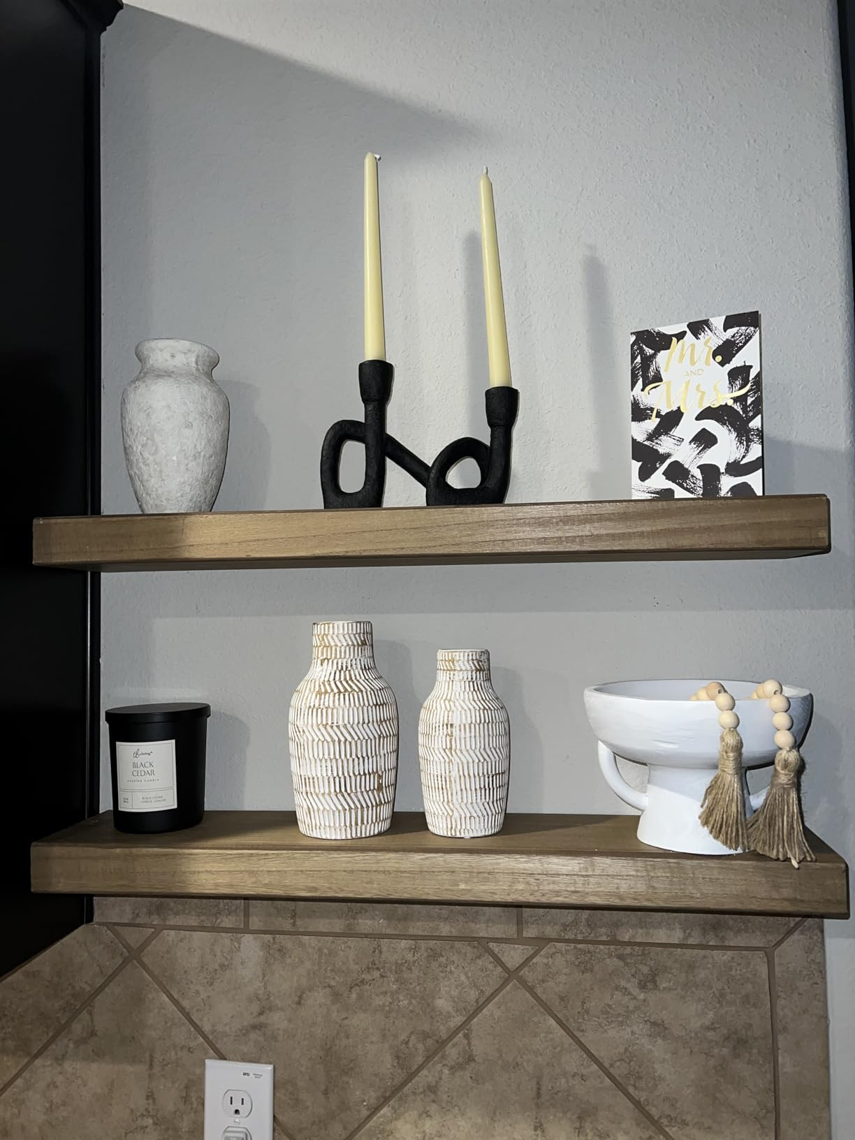 Bloomingville, Black Decorative Resin Double Taper Candle Holder | Amazon (US)
