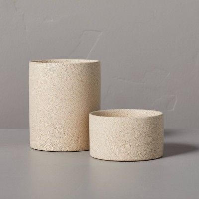 2pc Sandy Textured Ceramic Pencil & Paper Clip Cup Set Natural - Hearth & Hand™ with Magnolia | Target