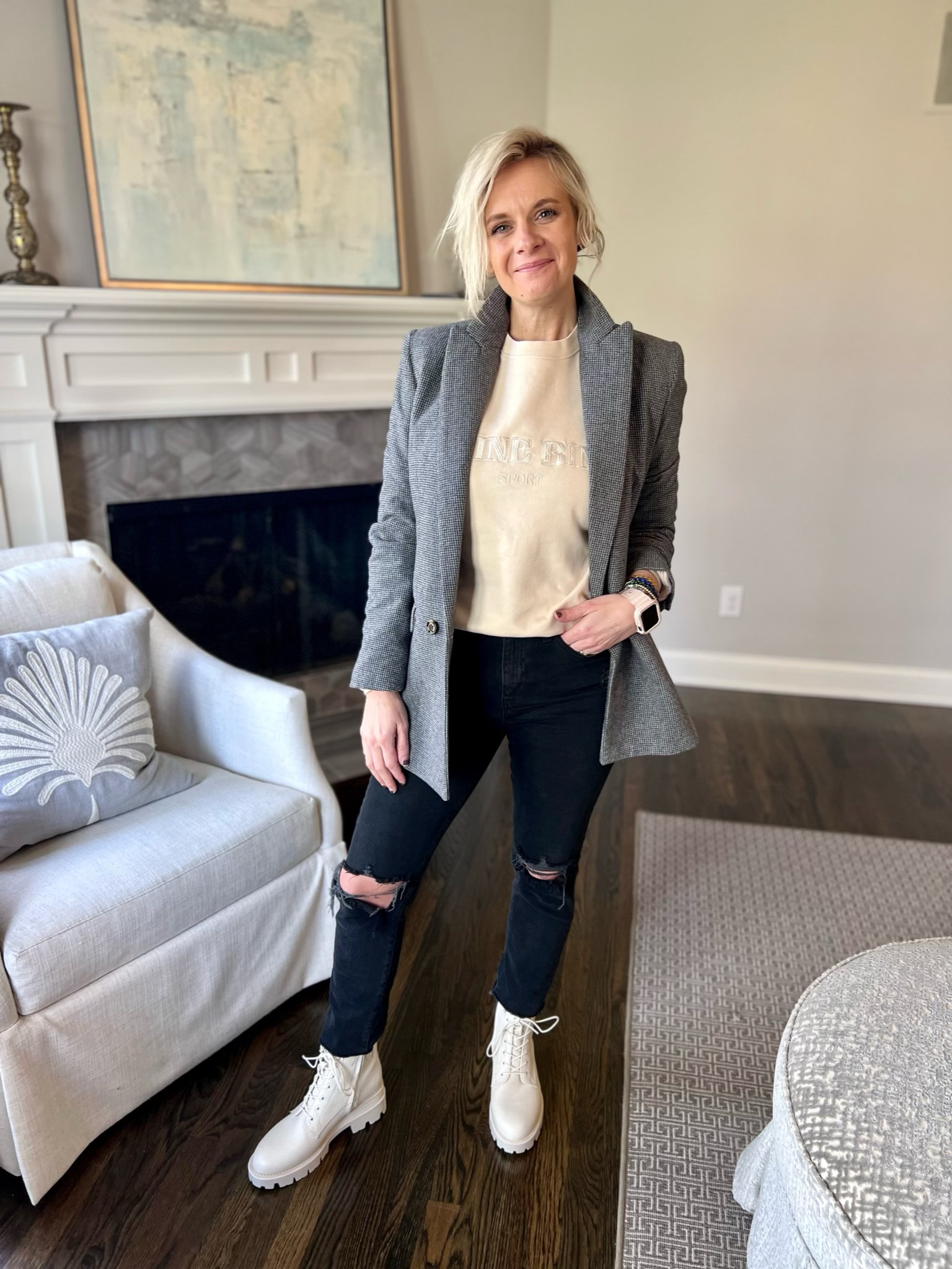 Blazer + Sweatshirt + Black Jeans

#LTKstyletip #LTKSeasonal #LTKshoecrush