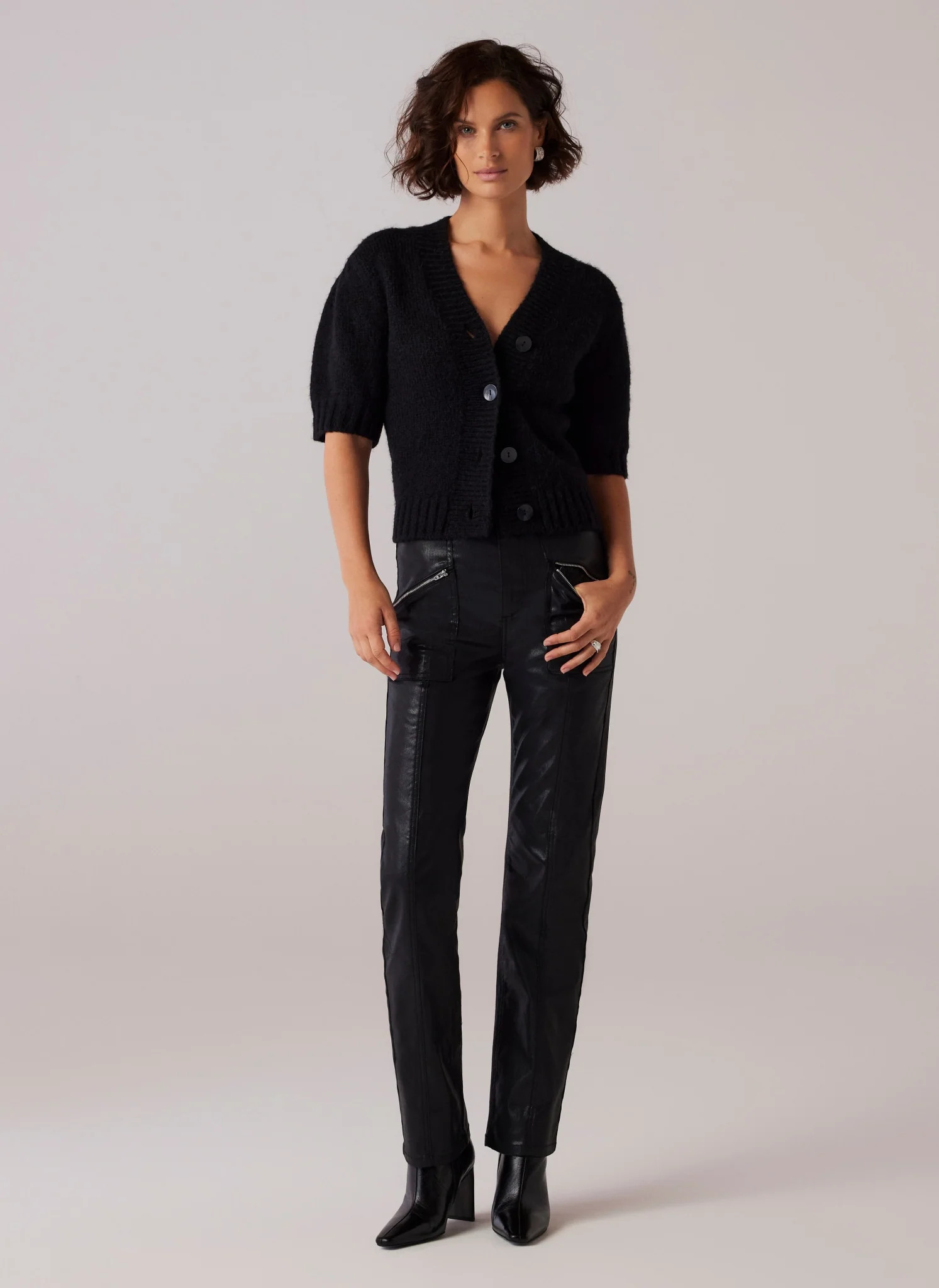 Black Coated Straight Jeans | Mint Velvet