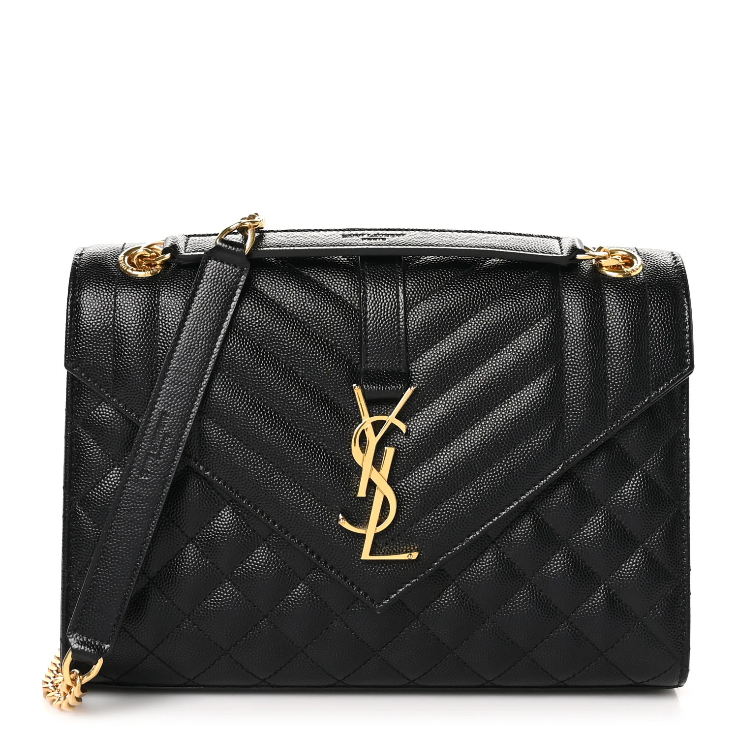 Grain De Poudre Textured Mixed Matelasse Triquilt Medium Monogram Satchel Black | FASHIONPHILE (US)