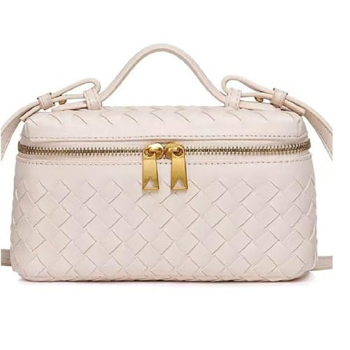 Mini Woven Crossbody Purse Square Box Bags Top-Handle Tote Handbag Shoulder Bag Cute Satchels Trendy, Beige, Small (9" L x 2.5" W x 5.5" H) | Amazon (CA)