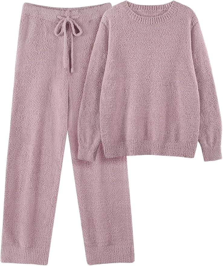 Womens Fleece Pajamas Sets Winter Fuzzy Soft Lounge Sets Warm Comfy Loungewear Outfits Sweater Pa... | Amazon (US)