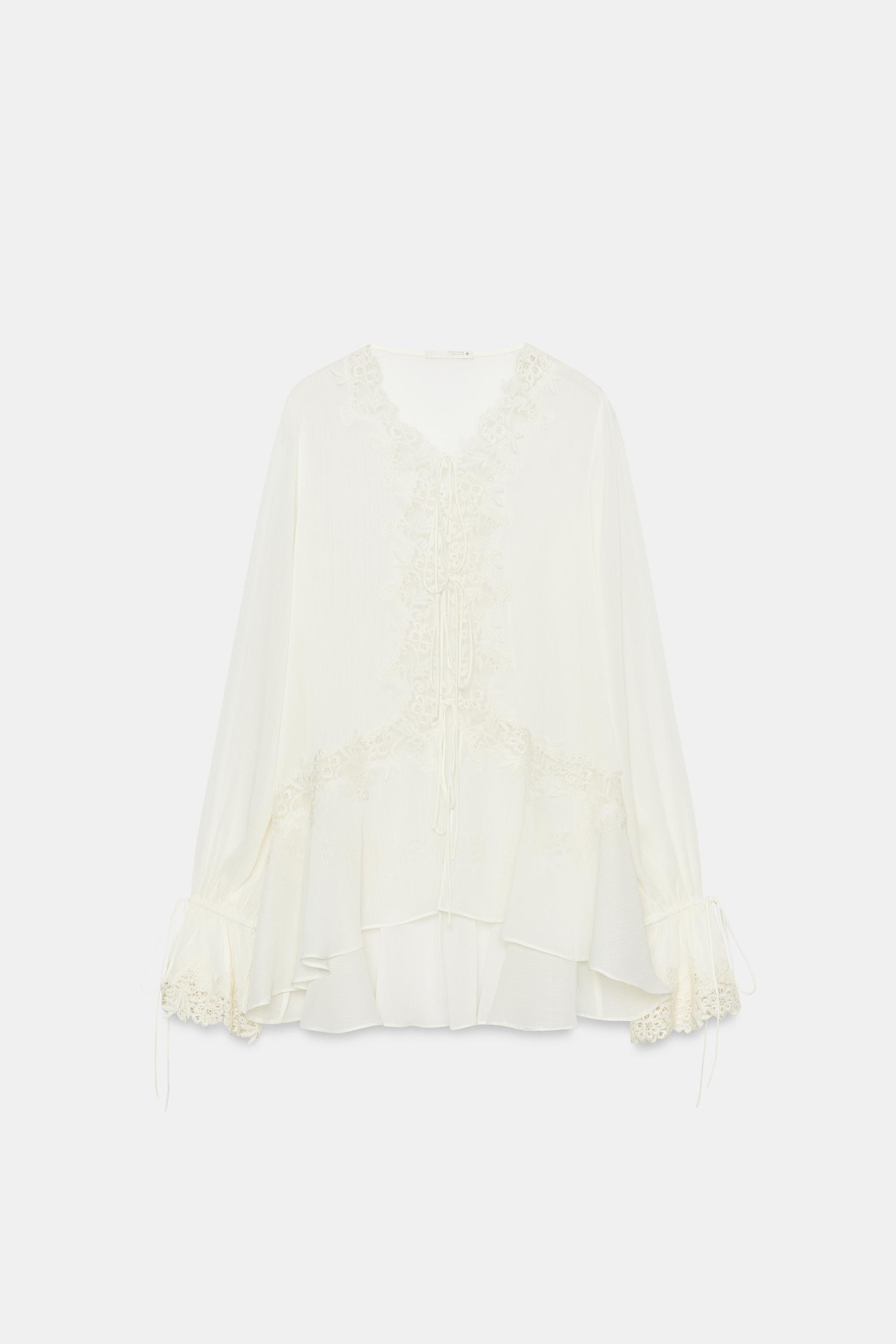 ZW COLLECTION COMBINATION LACE BLOUSE | Zara US