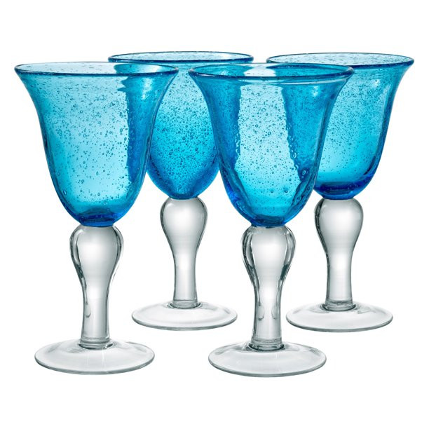 Artland Inc. Iris Turquoise Goblet Glasses - Set of 4 | Walmart (US)
