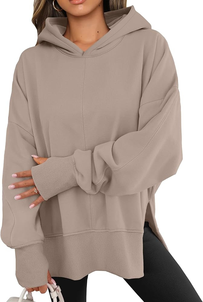 ANRABESS Womens Oversized Hoodies Long Sleeve Fleece Side Slit Hooded Sweatshirts Pullover 2025 F... | Amazon (US)