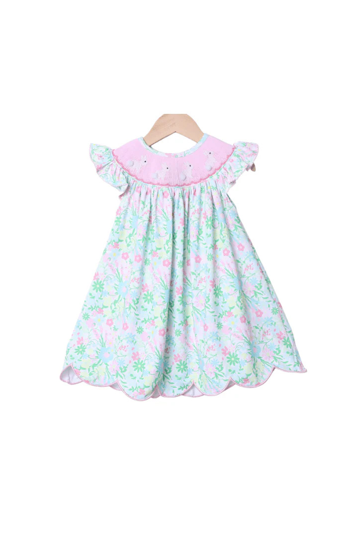 Smocked Bunny Ellie Floral Dress | The Smocked Flamingo