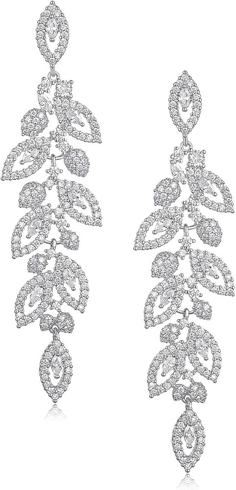 SWEETV Wedding Bridal Chandelier Earrings, Crystal Rhinestone Drop Dangle Earrings for Women Brid... | Amazon (US)