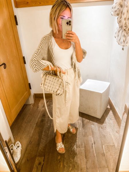 Anthropologie 
New Arrivals, wide leg pants (in an XS) needed to order in petite
Metallic sandals, vacation, white tank, purse

#LTKstyletip #LTKFind #LTKitbag