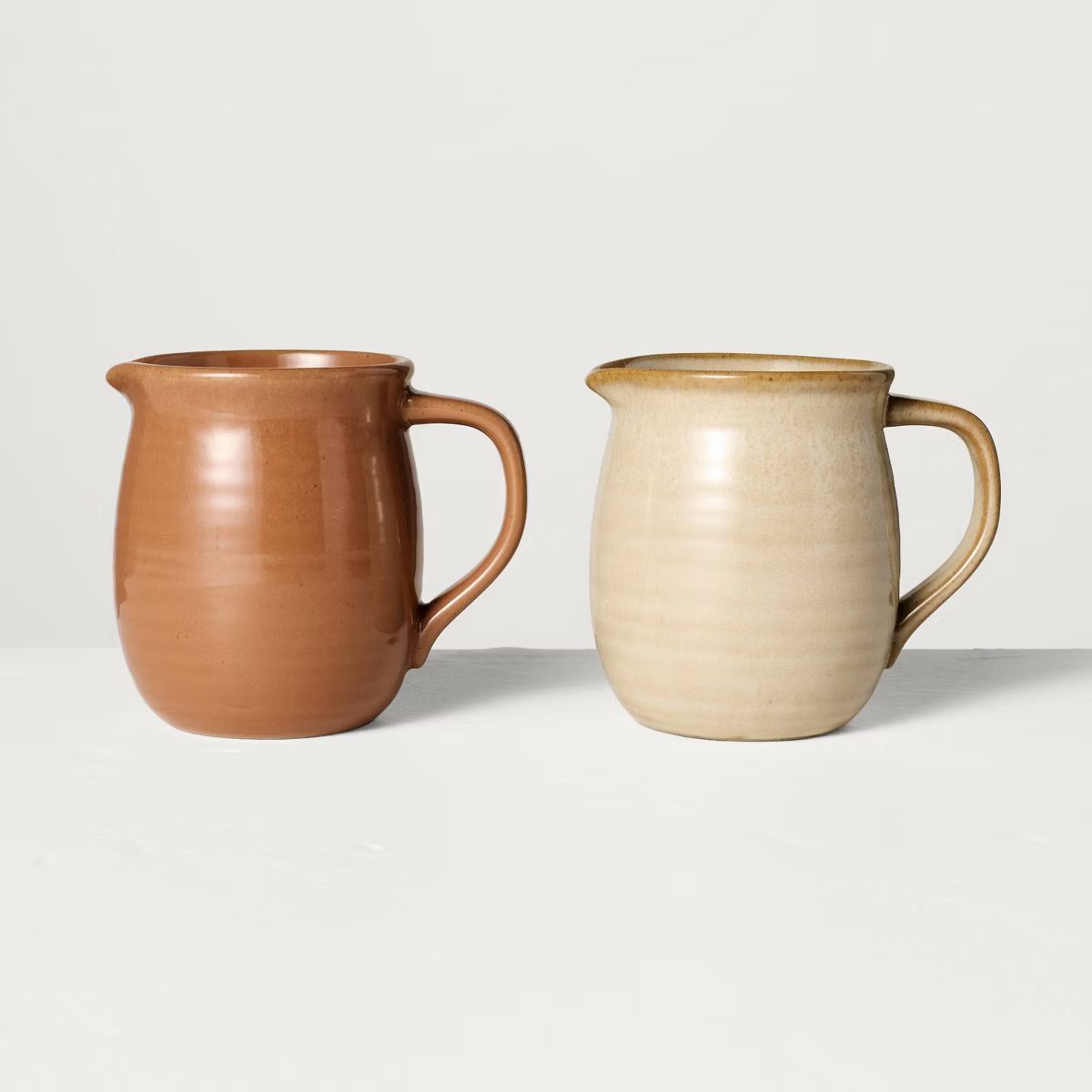 11oz Stoneware Pitcher Tan/Pumpkin Brown (Set of 2) - Hearth & Hand™ with Magnolia | Target