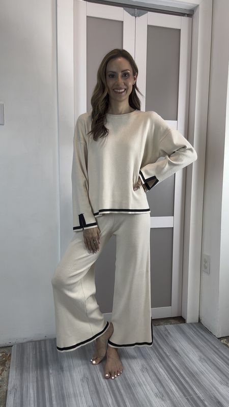 This set is so comfy and such good quality!!  It also comes in black with white trim. It’s definitely an elevated loungewear set that can be used for a dinner date night as well with some pointed toe pumps!

#LTKFindsUnder50 #LTKParties #LTKVideo
