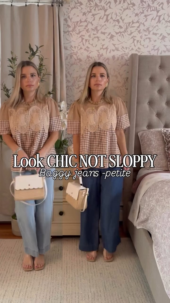 Comment JEANS for a 🔗 to everything!! 👖 🩵 💙 

#petitejeans #petitefriendly #petitetips #petitedenim #whattowear grwm outfitinspo styletips stylehacks ootd styling springtime summertime gingham trendy top casual outfitideas denim