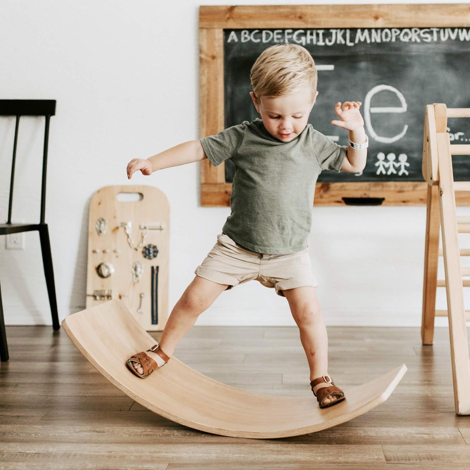 FUNNY SUPPLY Wooden Balance Board Wobble Board Preschool Learning Kid Yoga Board Curvy Board Rock... | Amazon (US)