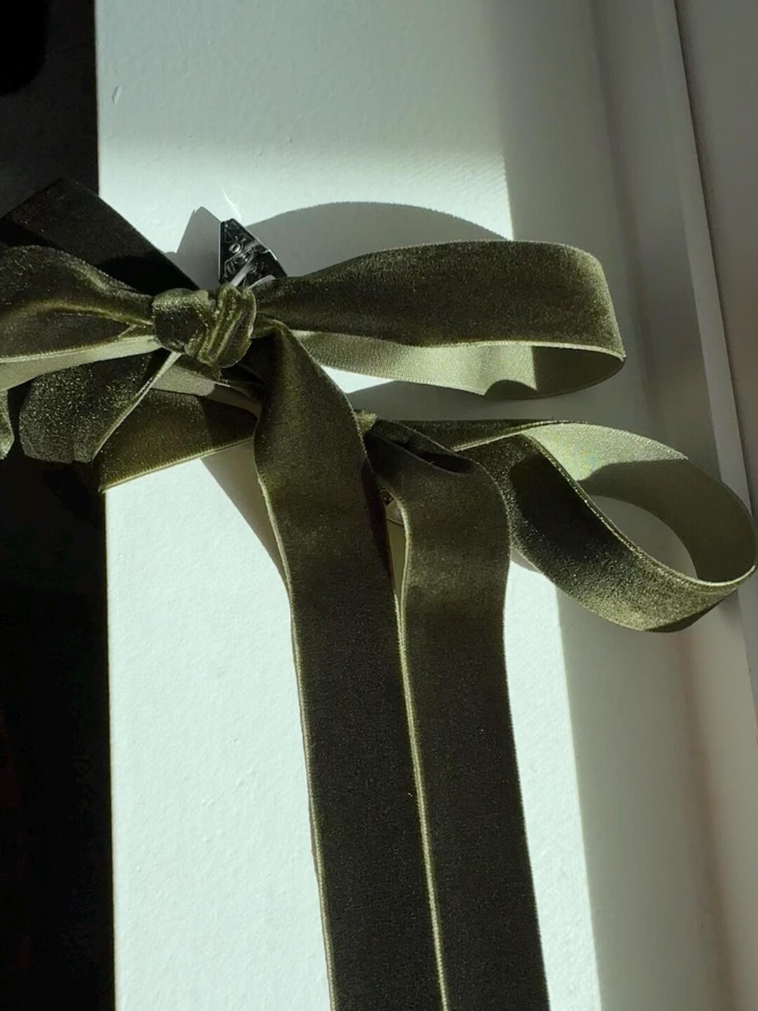 Dark Green Velvet Ribbon Accent for Holiday Wreath Moody Decor Moss Green Long Bow With Clip Corn... | Etsy (US)