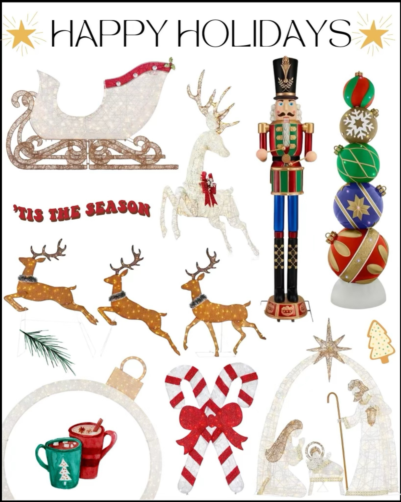 Holiday outdoor home decor. Yard decor. Christmas outdoor decor. Nutcracker. Reindeer. Sleigh. Nativity 

#LTKSeasonal #LTKHoliday #LTKhome