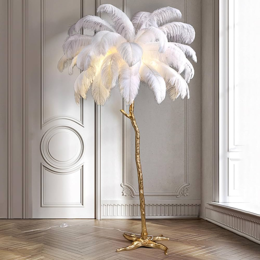 JAYMP Ostrich Feather Floor Lamp for Living Room Sofa Bedside Standing Reading Lamp Elegant Roman... | Amazon (US)