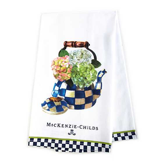 Hydrangea Tea Kettle Dish Towel | MacKenzie-Childs