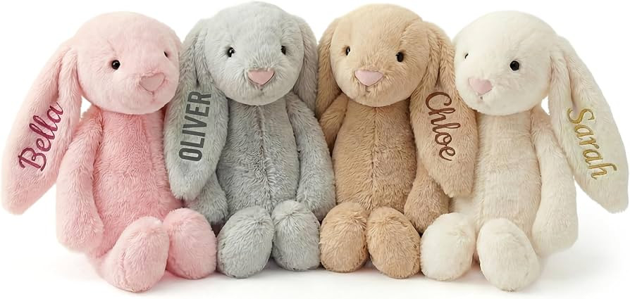 Personalized Easter Bunny Plush with Baby Name, Embroidered Custom Bunny Stuffed Animal, First Ea... | Amazon (US)