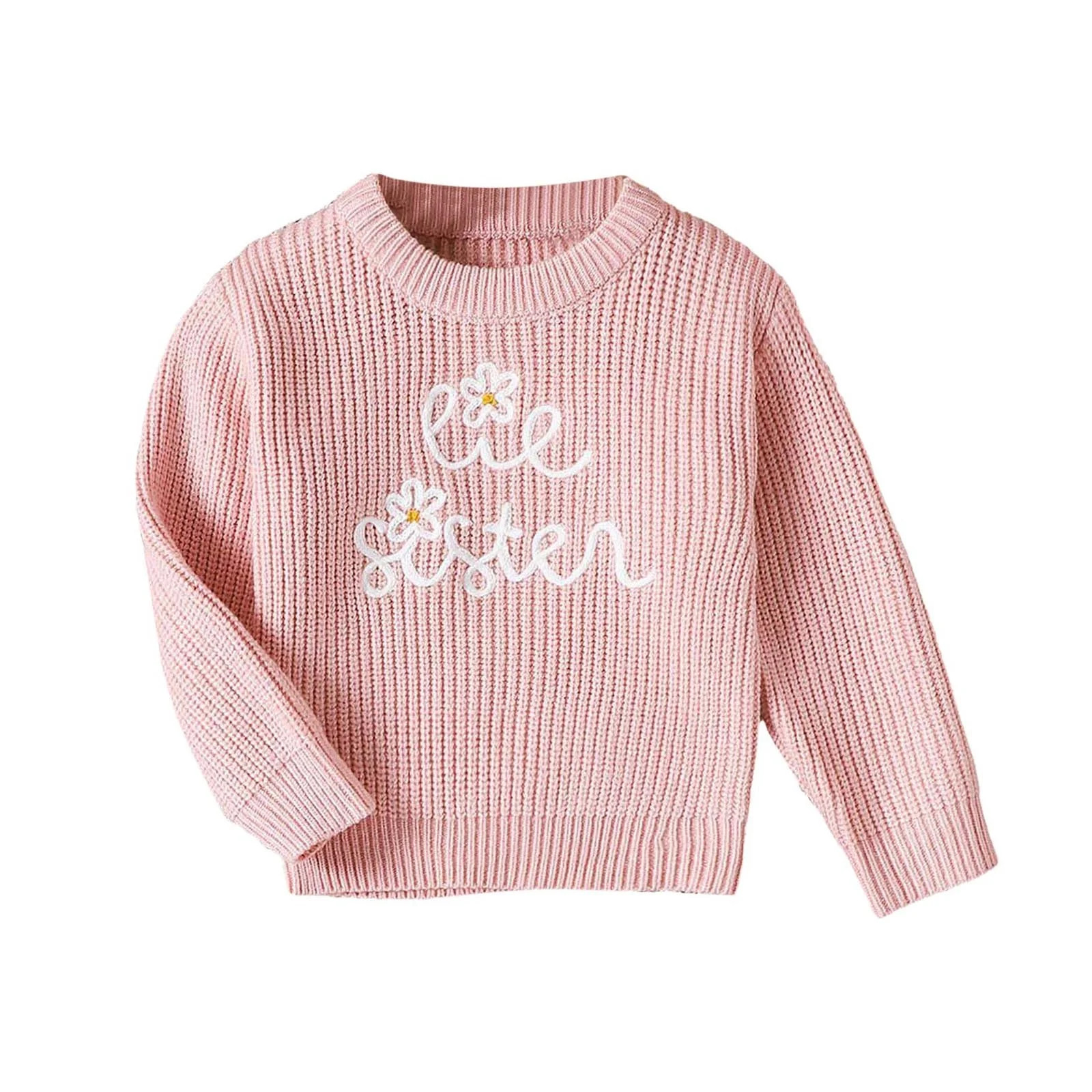 Povozer Toddler Baby Girl Knit Sweater Big Sister Little Sister Matching Outfits Long Sleeve Pull... | Walmart (US)