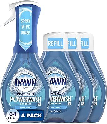 Dawn Platinum Powerwash Dish Spray, Dish Soap, Fresh Scent Bundle, 1 Spray (16oz) + 3 Refills (16... | Amazon (US)