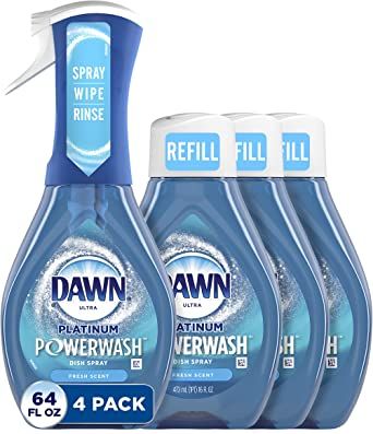 Amazon.com: Dawn Platinum Powerwash Dish Spray, Dish Soap, Fresh Scent Bundle, 1 Spray (16oz) + 3... | Amazon (US)