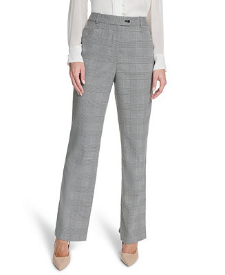Calvin Klein Women's Houndstooth Mid-Rise Pants - Macy's | Macy's