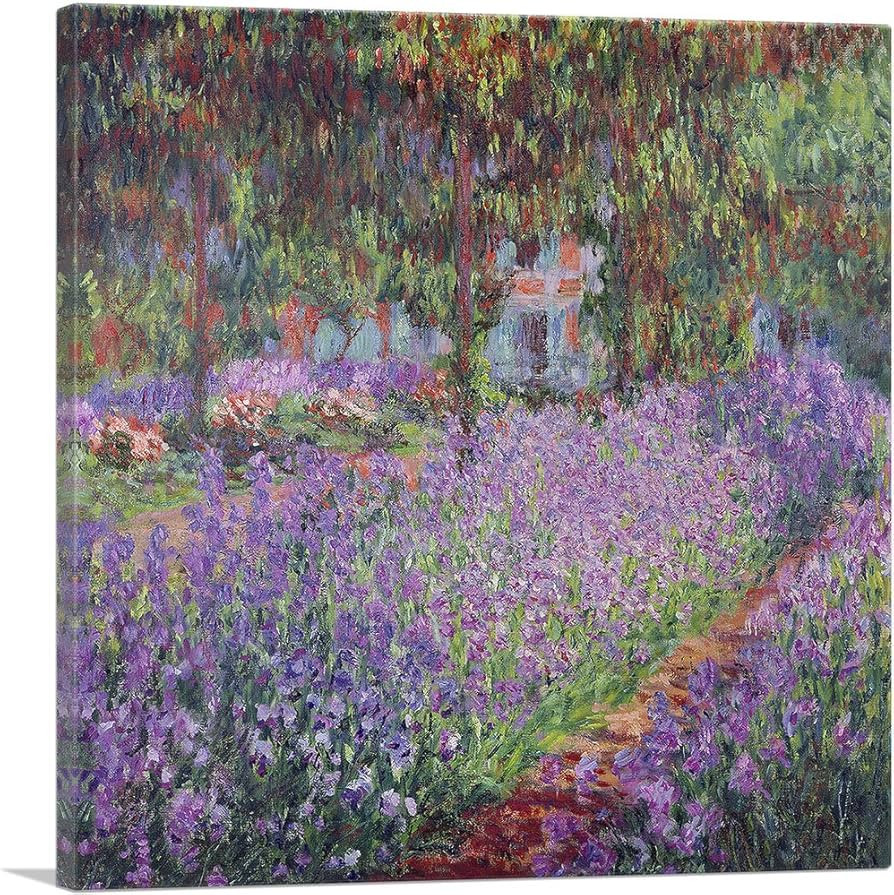 ARTCANVAS Irises In Monet's Garden Canvas Art Print Stretched Framed Painting Picture Poster Gicl... | Amazon (US)