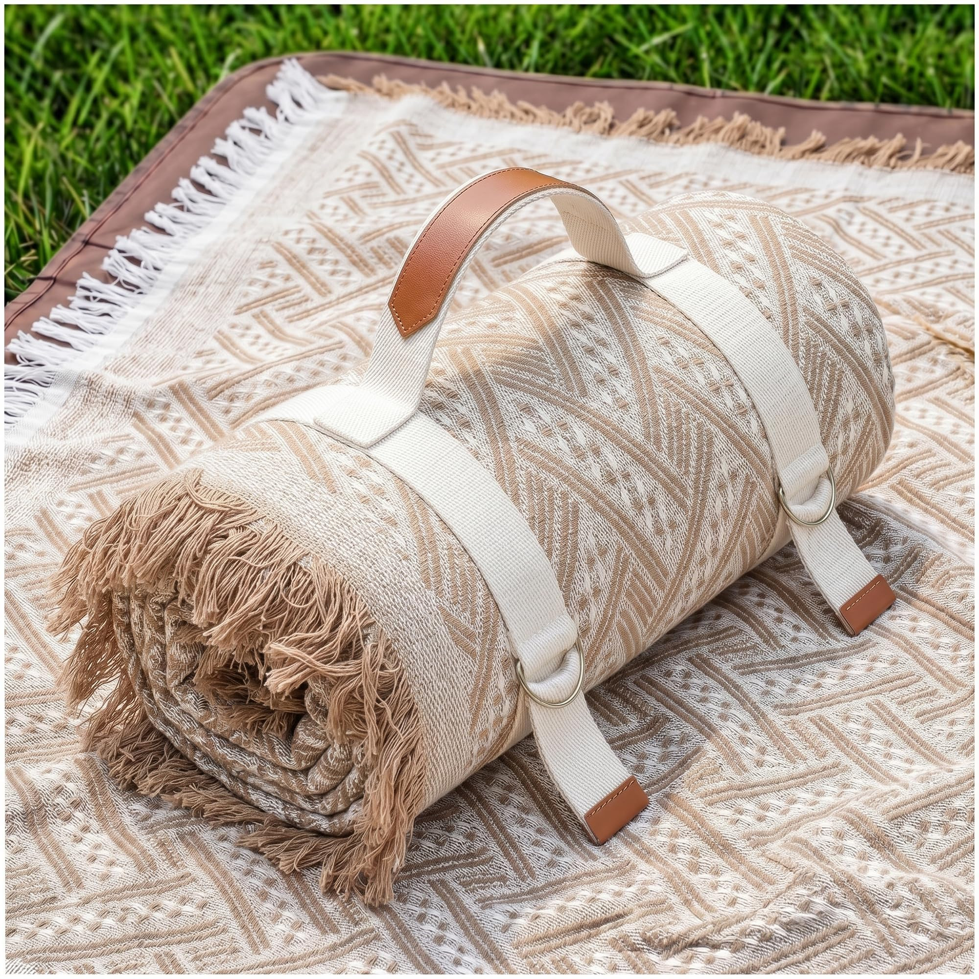 Genovega 2 in 1 Extra Large Rug Outdoor Picnic Blanket Waterproof Woven Boho Mat Giant Beach Towe... | Amazon (US)