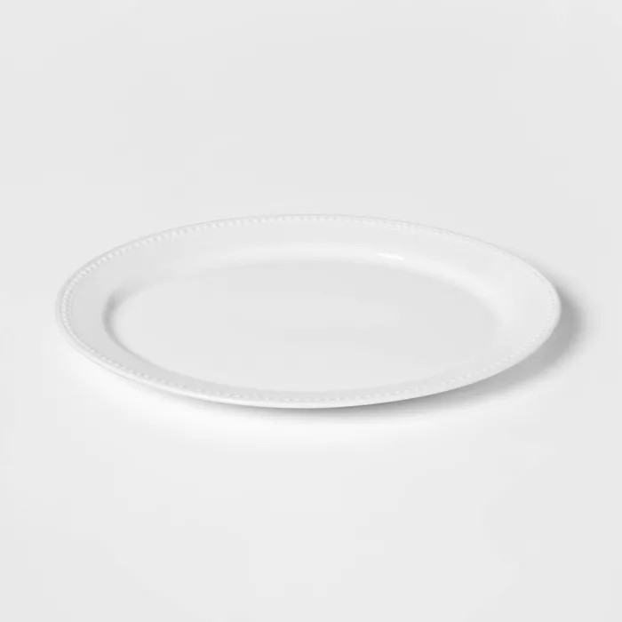 15" x 12" Ceramic Oval Beaded Platter White - Threshold™ | Target