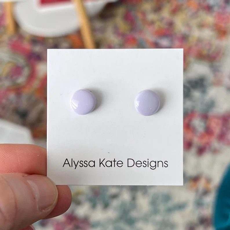 Lavender Stud Earrings | Minimalist Gift for Her | Handmade Polymer Clay Studs (6mm\u201312mm) - ... | Etsy (Global)