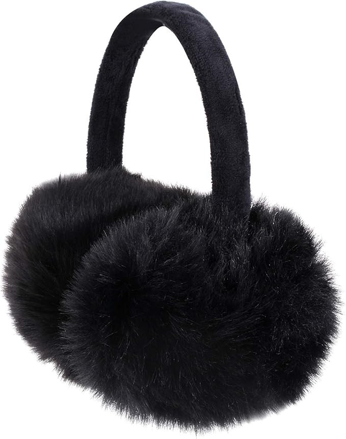 Sudawave Women Girls Winter Warm Adjustable Knitted Faux Fur Plush Earmuffs Warmers | Amazon (UK)