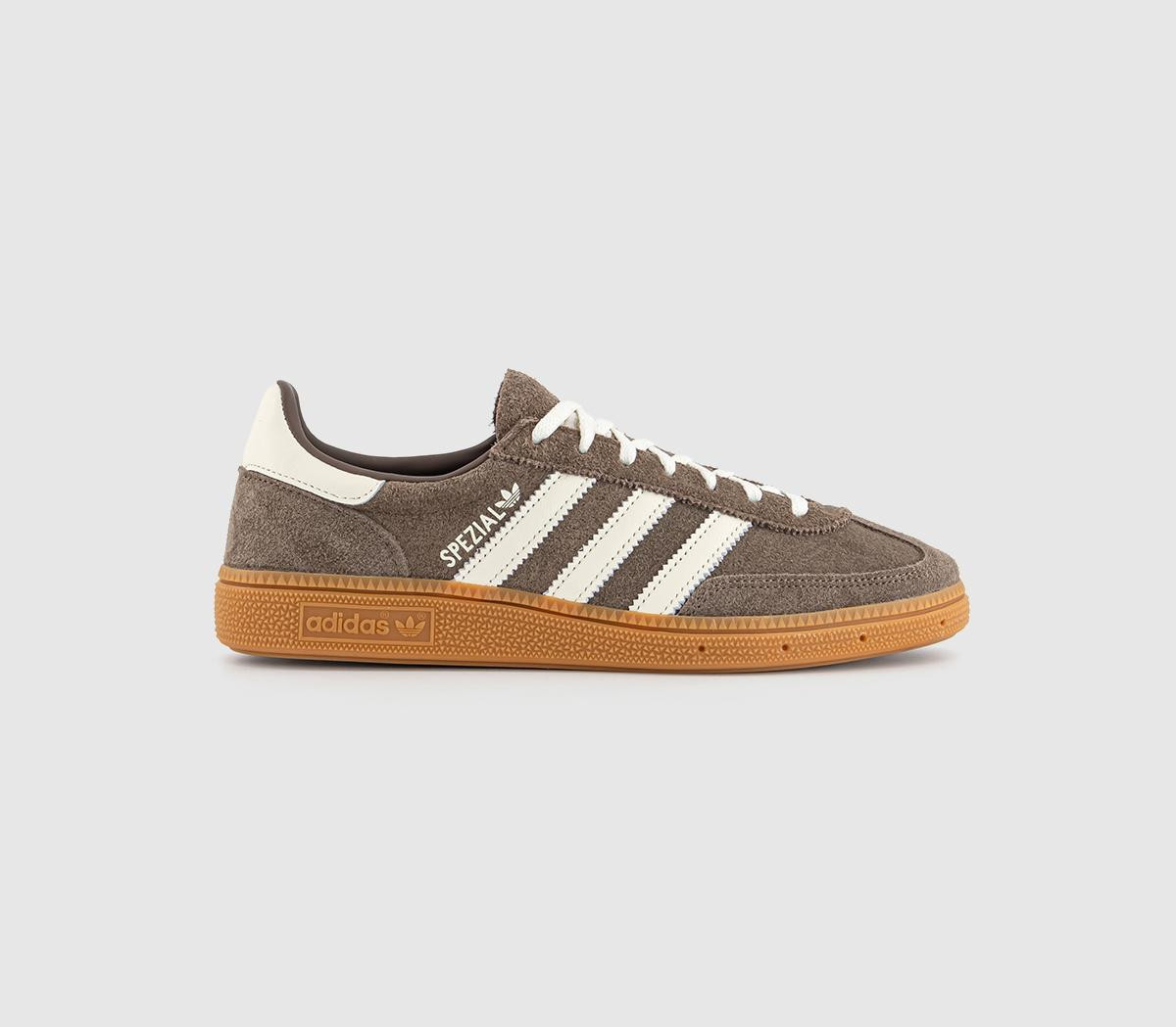 Adidas Handball Spezial Trainers Earth Strata Offwhite Gum Brown/White, 10.5 | Office Shoes (UK)
