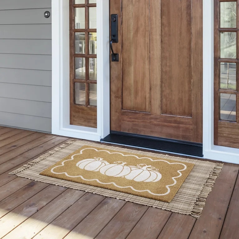 My Texas House Natural/White Pumpkin Scallop Outdoor Coir Doormat, 30" x 48" | Walmart (US)