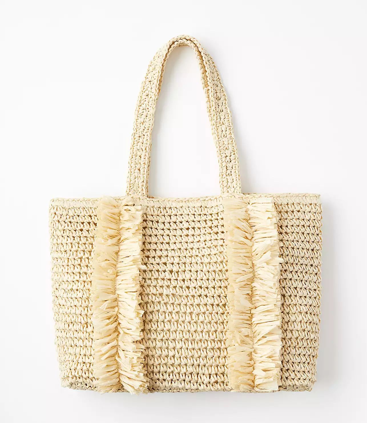 Fringed Straw Tote Bag | LOFT