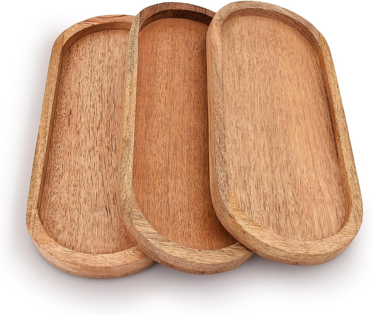 Samhita Mango Oval Wood Tray Set of 3 Perfect for Food Holder/BBQ, Serve Cheese, Sushi, Holiday S... | Amazon (US)