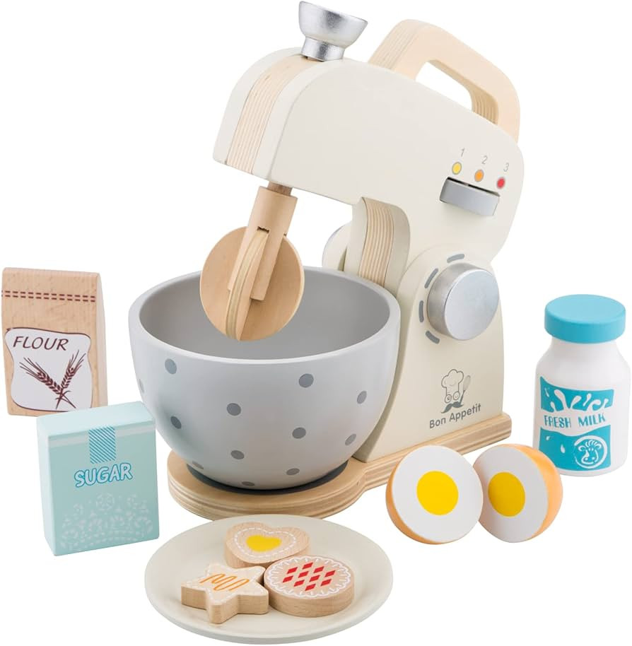 New Classic Toys Wooden Mixer Set Pretend Play Toy for Kids Cooking Simulation Educational Toys a... | Amazon (US)