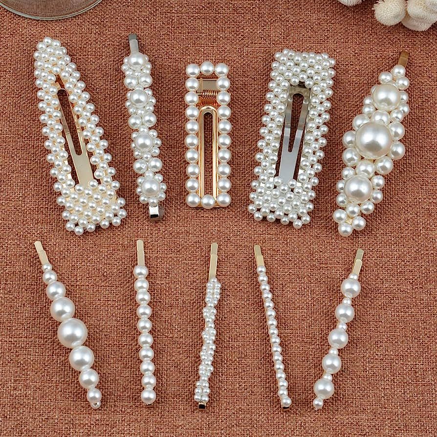 Warmfits Pearl Hair Clips Pearl Hair Accessories Gift for Women Girls - 10pcs Elegant Large Big H... | Amazon (US)