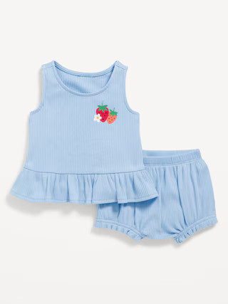 Sleeveless Ribbed Ruffle-Trim Top and Shorts Set for Baby | Old Navy | Old Navy (US)