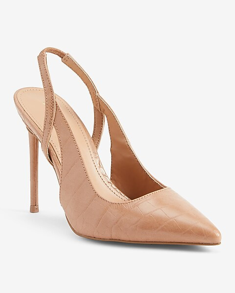 Croc-Embossed Cutout Slingback Pumps | Express
