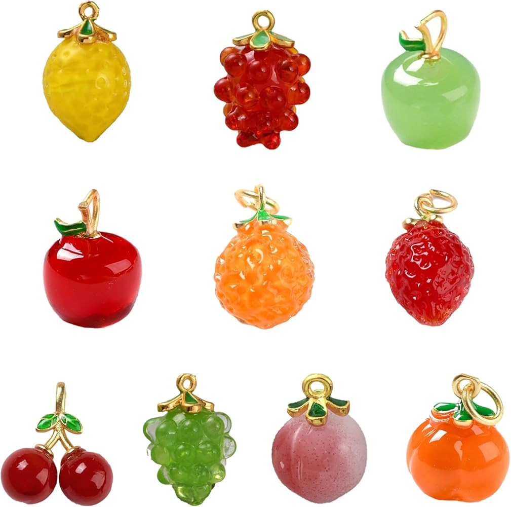 DanLingJewelry 10Pcs Mix Styles Fruit Lampwork Glass Charms 3D Fruit Beads with Findings Glass Fo... | Amazon (CA)