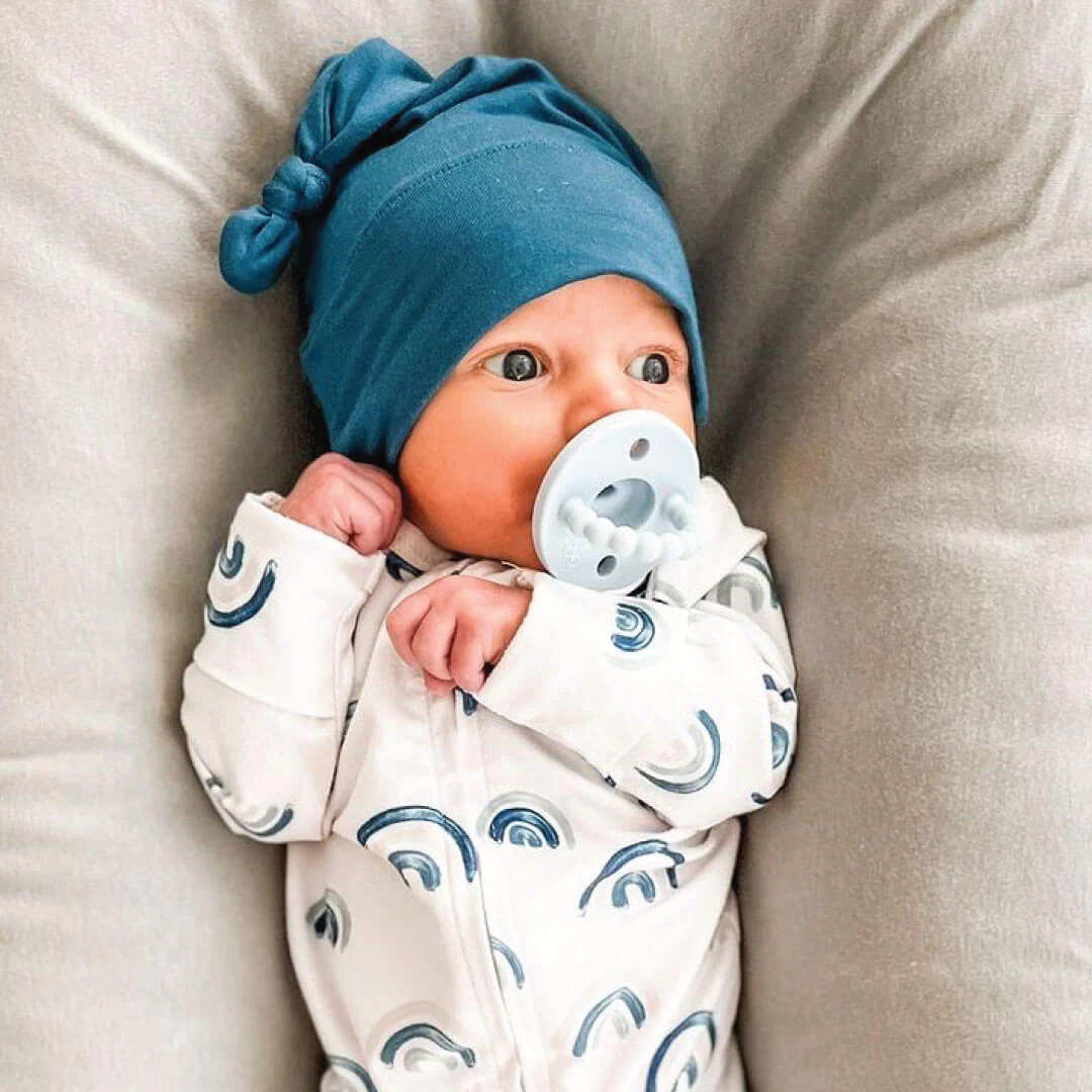 Brooks' Blue Rainbows Zipper Footie | Caden Lane