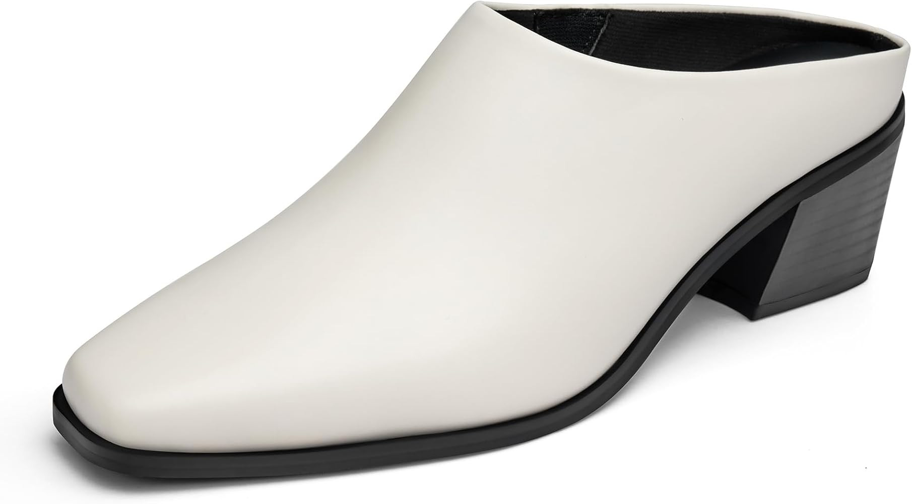 Trary Womens Mules, Closed Square Toe Chunky Heel Mules, Low Block Heel Backless Loafers Shoes, S... | Amazon (US)