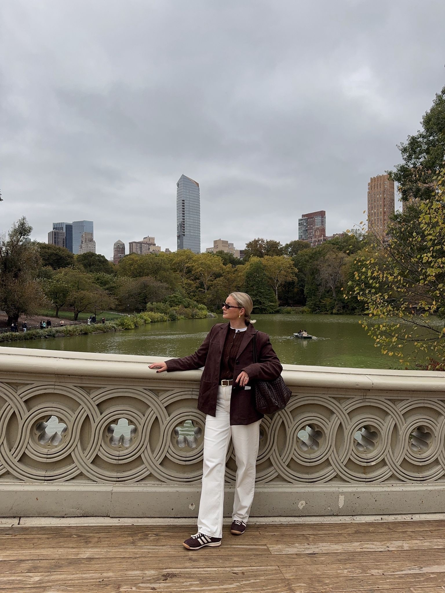 Autumn New York City outfit inspiration - brown faux suede blazer, brown cable knit Uniqlo cardigan, cos clean cut t shirt, Aligne white straight leg jeans, mango brown belt, adidas brown trainers, Katie loxton brown woven shoulder bag, Monica vinader gold hoop earrings & le specs tortoiseshell Outta Love sunglasses  

#LTKuk #LTKautumn #LTKstyletip