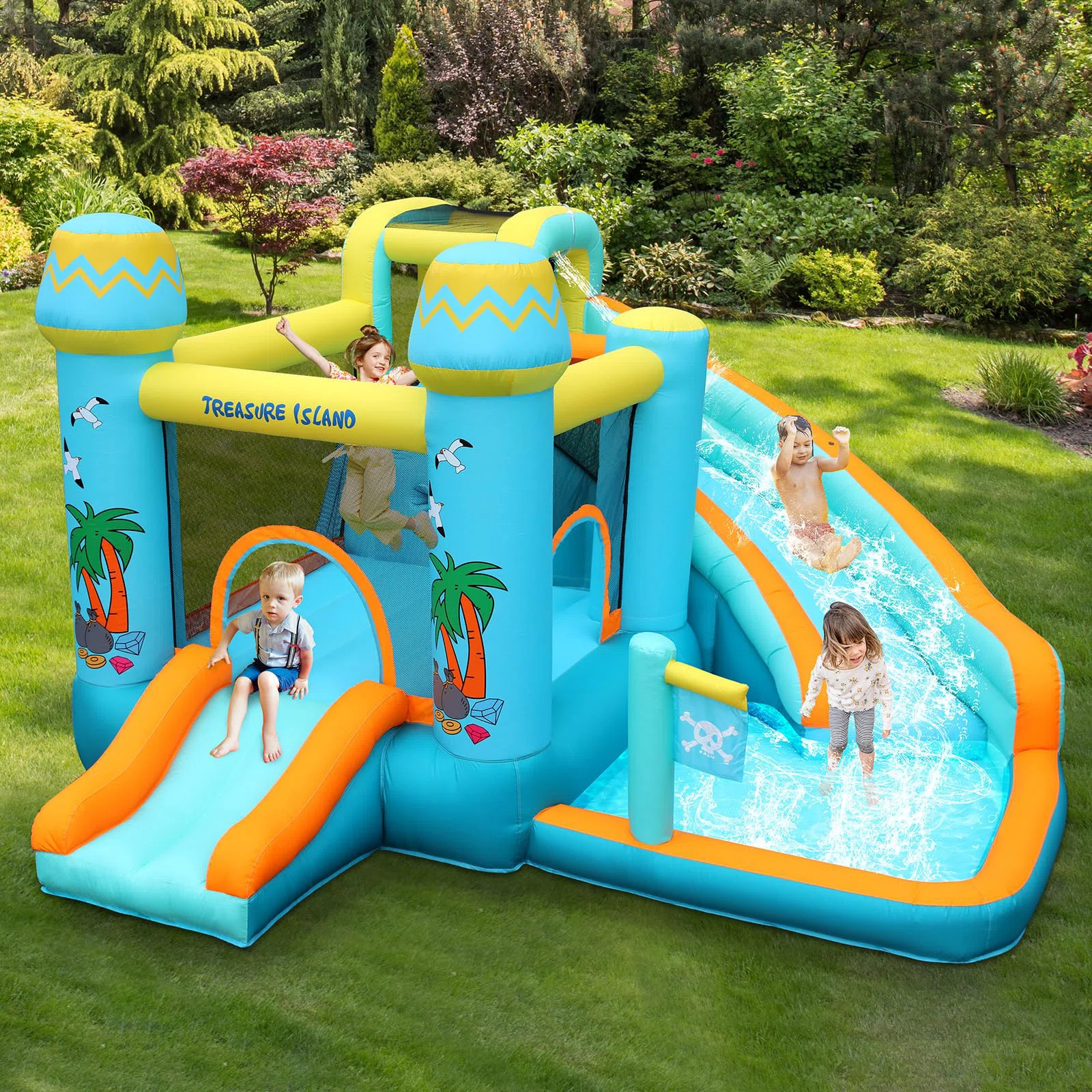 11' x 11' Bounce House with Water Slide and Air Blower | Wayfair North America