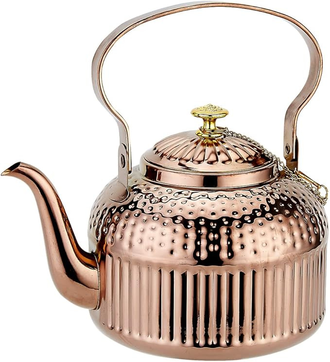 SANQIAHOME Antique 1.2L (40Oz) Stainless Steel Teapot with Infuser copper | Amazon (US)