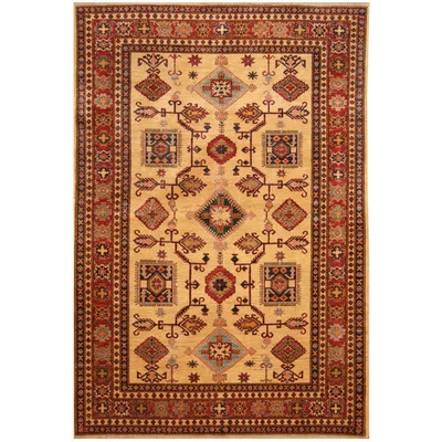 One-of-a-Kind Jevon Hand-Knotted Ivory/Red 5'7" x 8'3" Wool Area Rug | Wayfair North America
