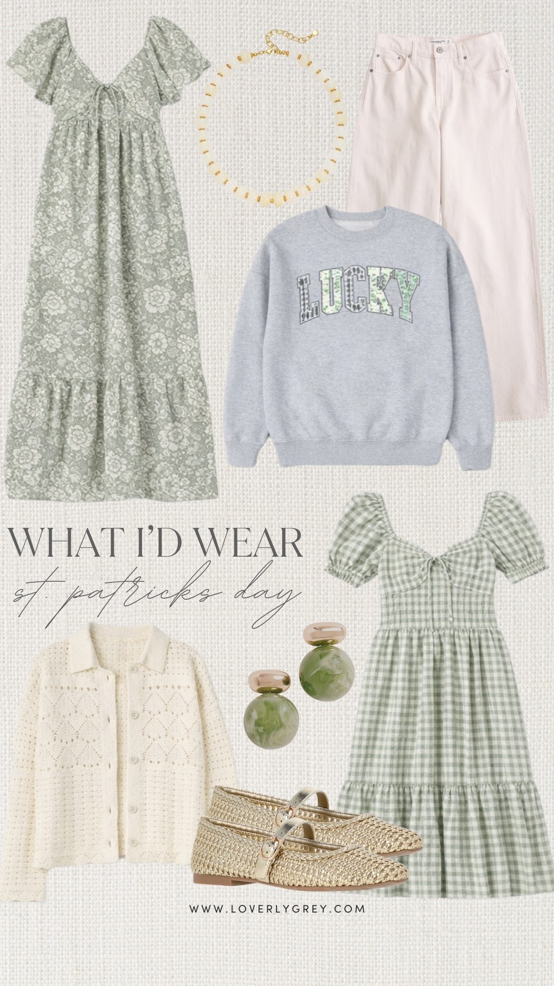 What is wear for St.Patrick’s Day! Green so the color of the day so I would opt for a dress from Target that is under $50! I also love the crewneck sweatshirt that says lucky across it! 

#LTKgrwm #LTKSeasonal #LTKootd