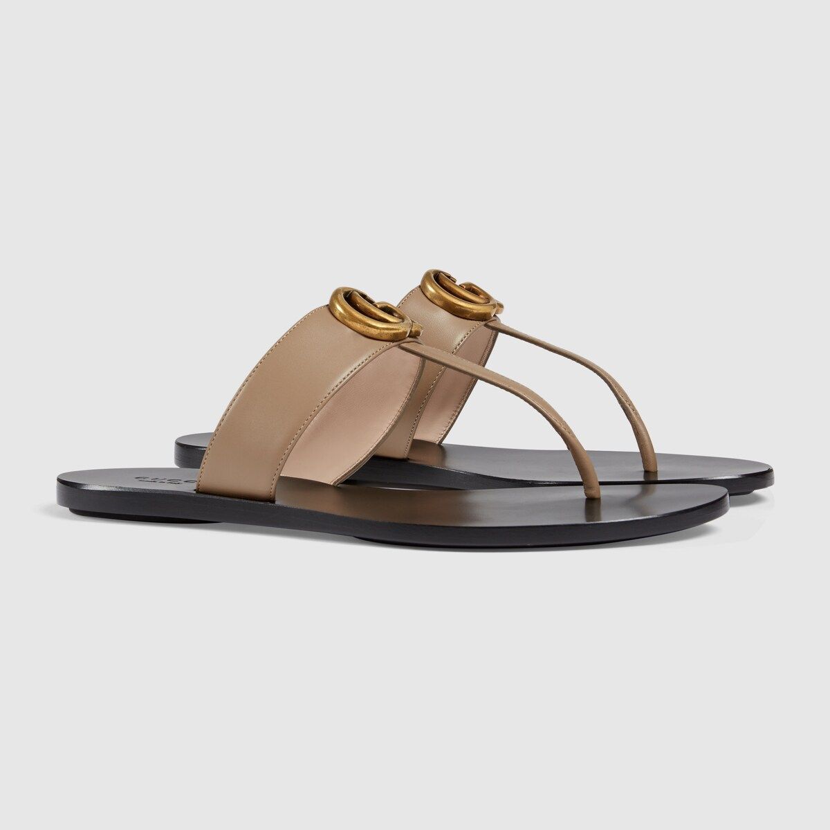 Leather thong sandal with Double G | Gucci (US)